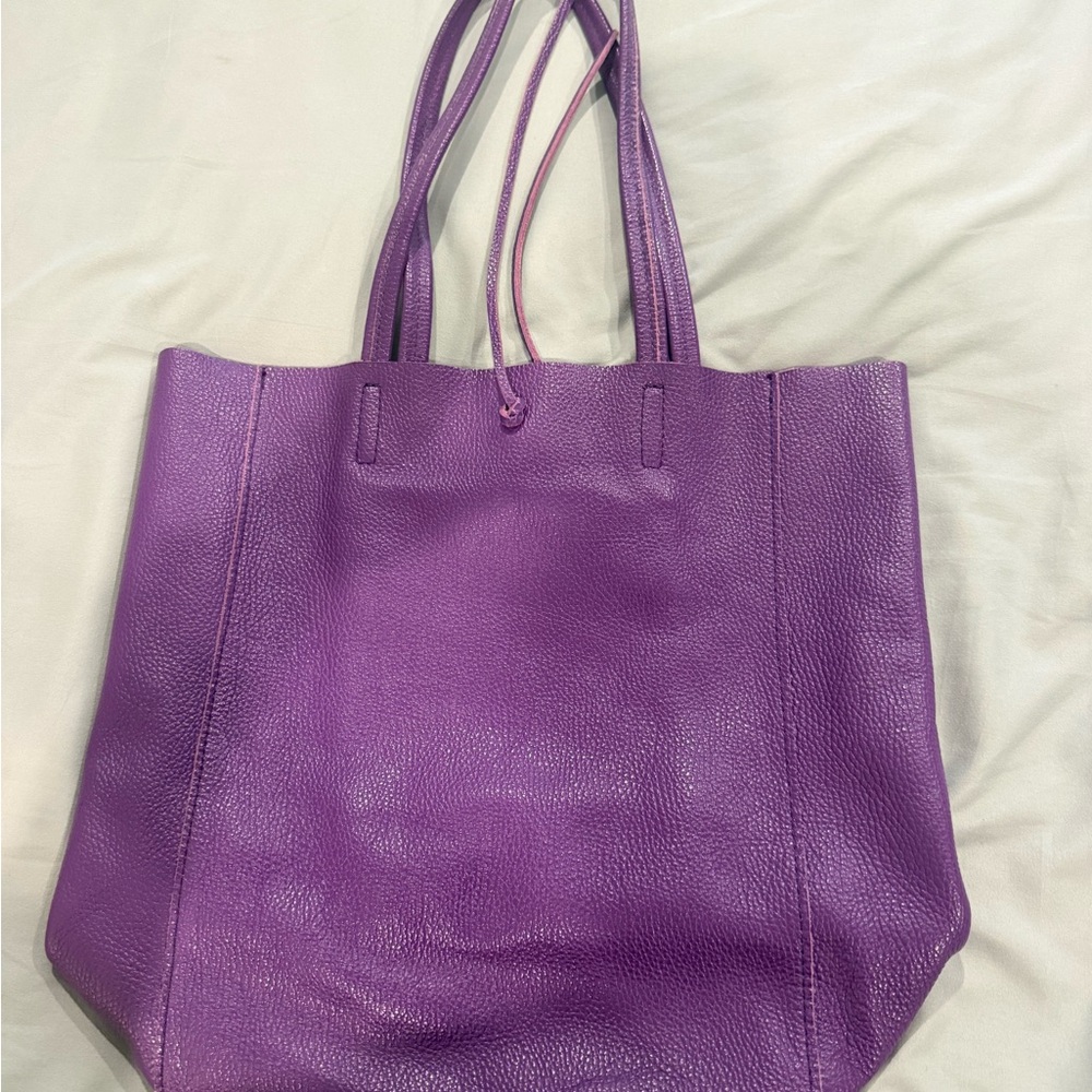 Elegant Purple Leather Tote Bag